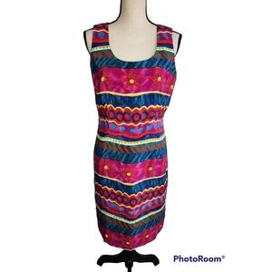 Jessica Howard Dress Sheath Flower Print Colorful Nautical Sleeveless Size 12